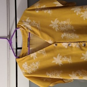 Yellow Cropped Hawaiian Print Top